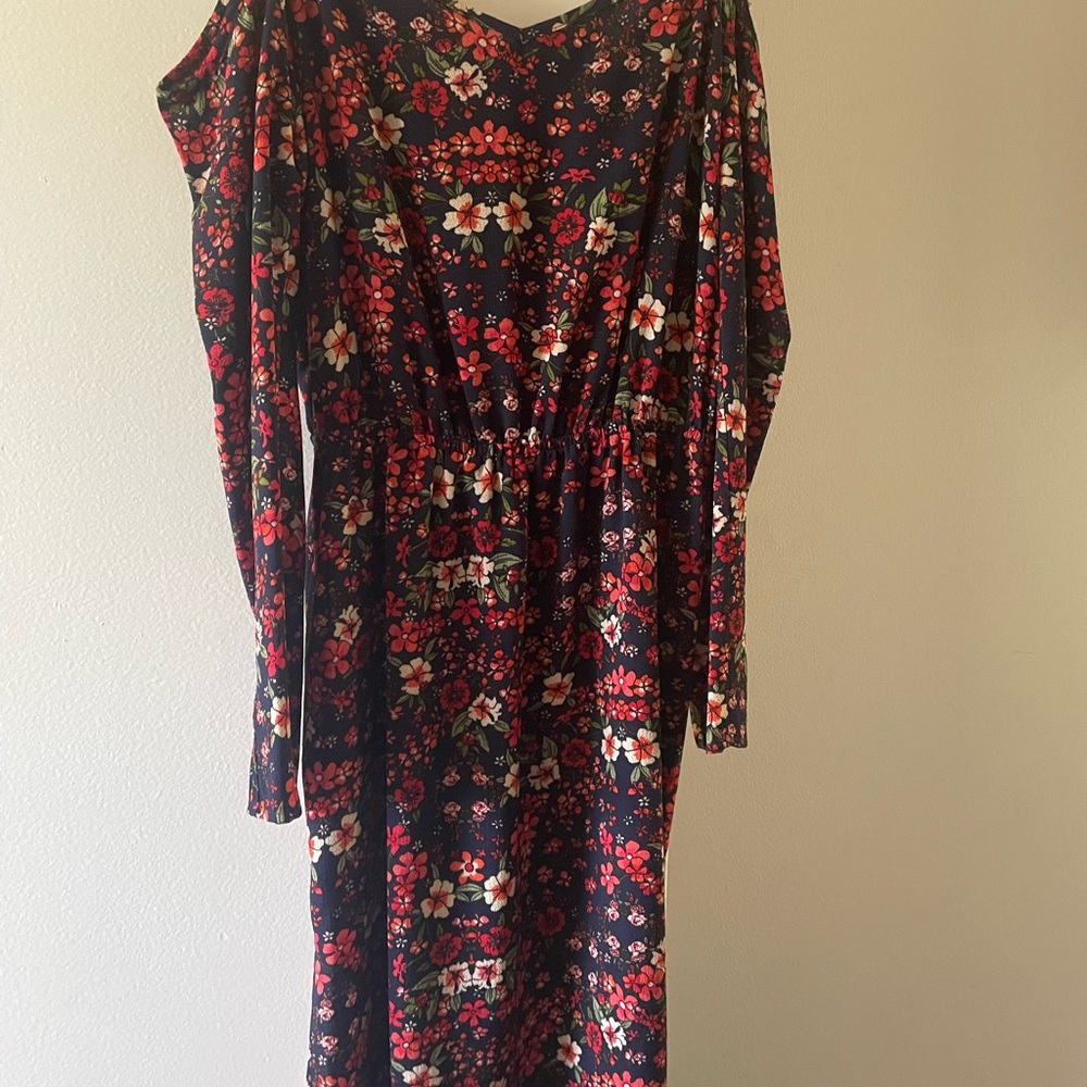 Floral Black and Red Women's Dress